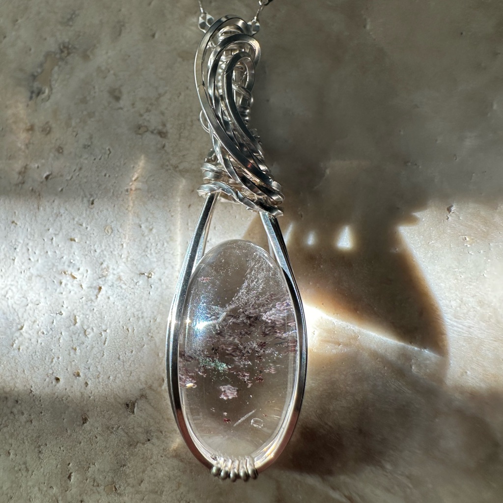 Sterling Silver Lodolite Garden Quartz Necklace Pendant